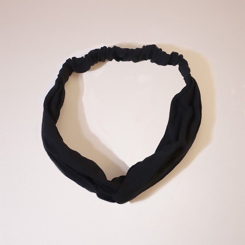 Large bandeau cheveux noir en coton bio made in France